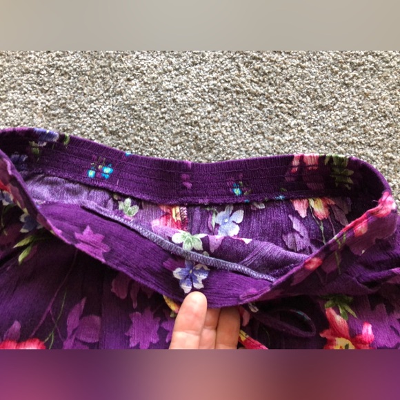 Jaclyn Smith Hawaiian Floral Skirt size S Midi Tie Elastic Waist wrinkle fabric - Picture 5 of 15